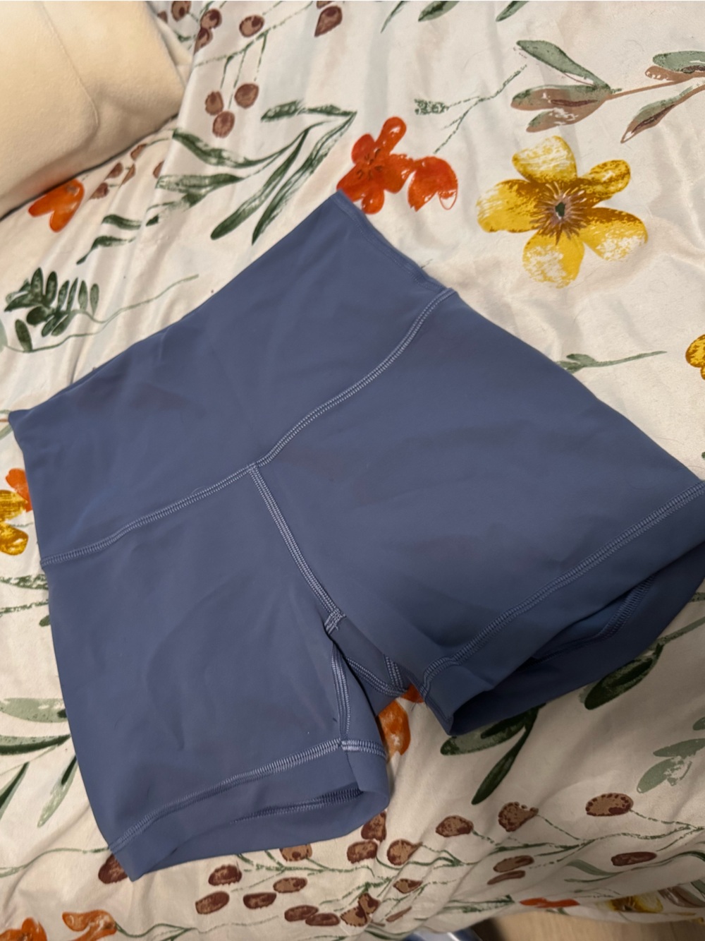 Lululemon High-Waisted Wunder Train Biker Shorts in Dusty Blue